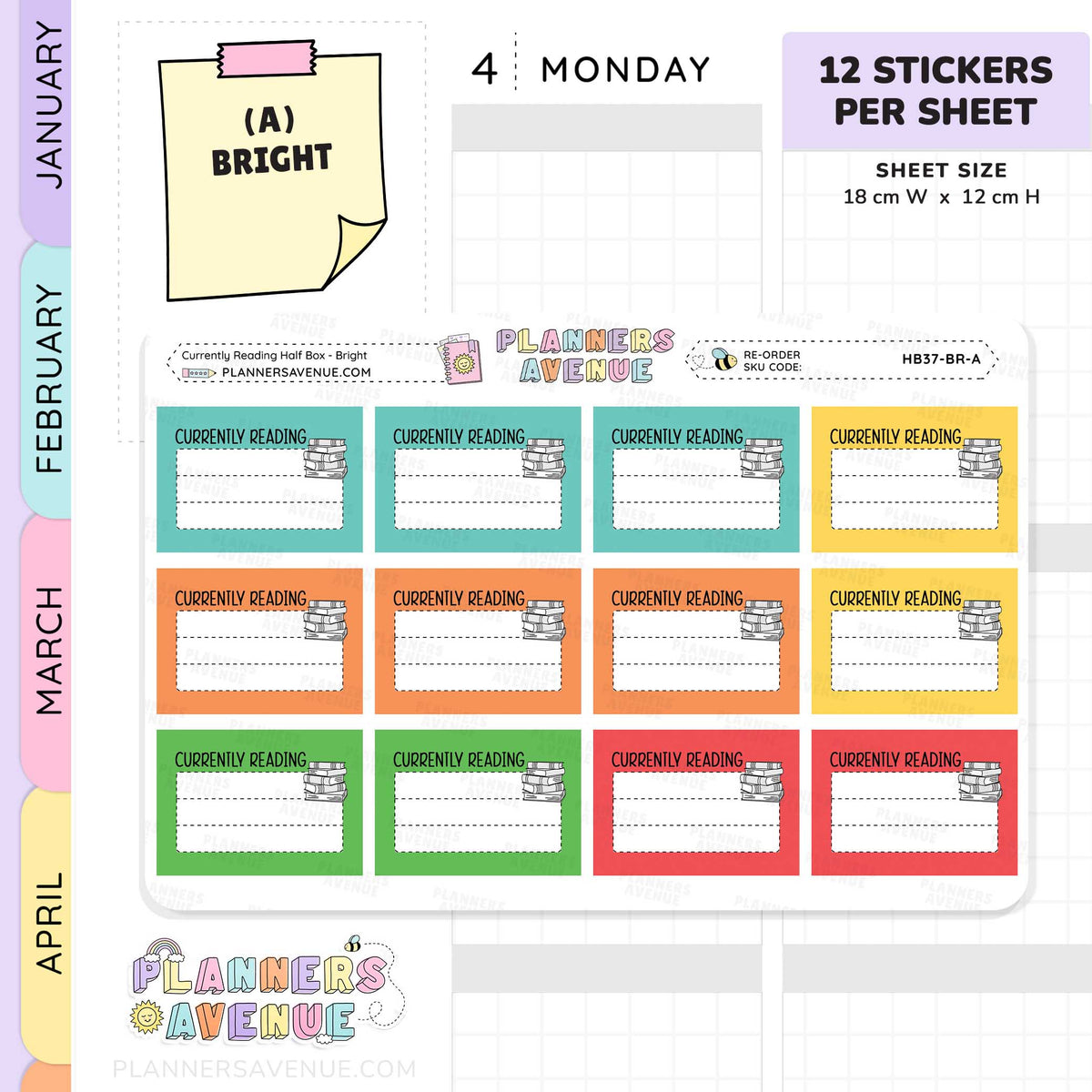 Currently Reading Planner Stickers - Half Box