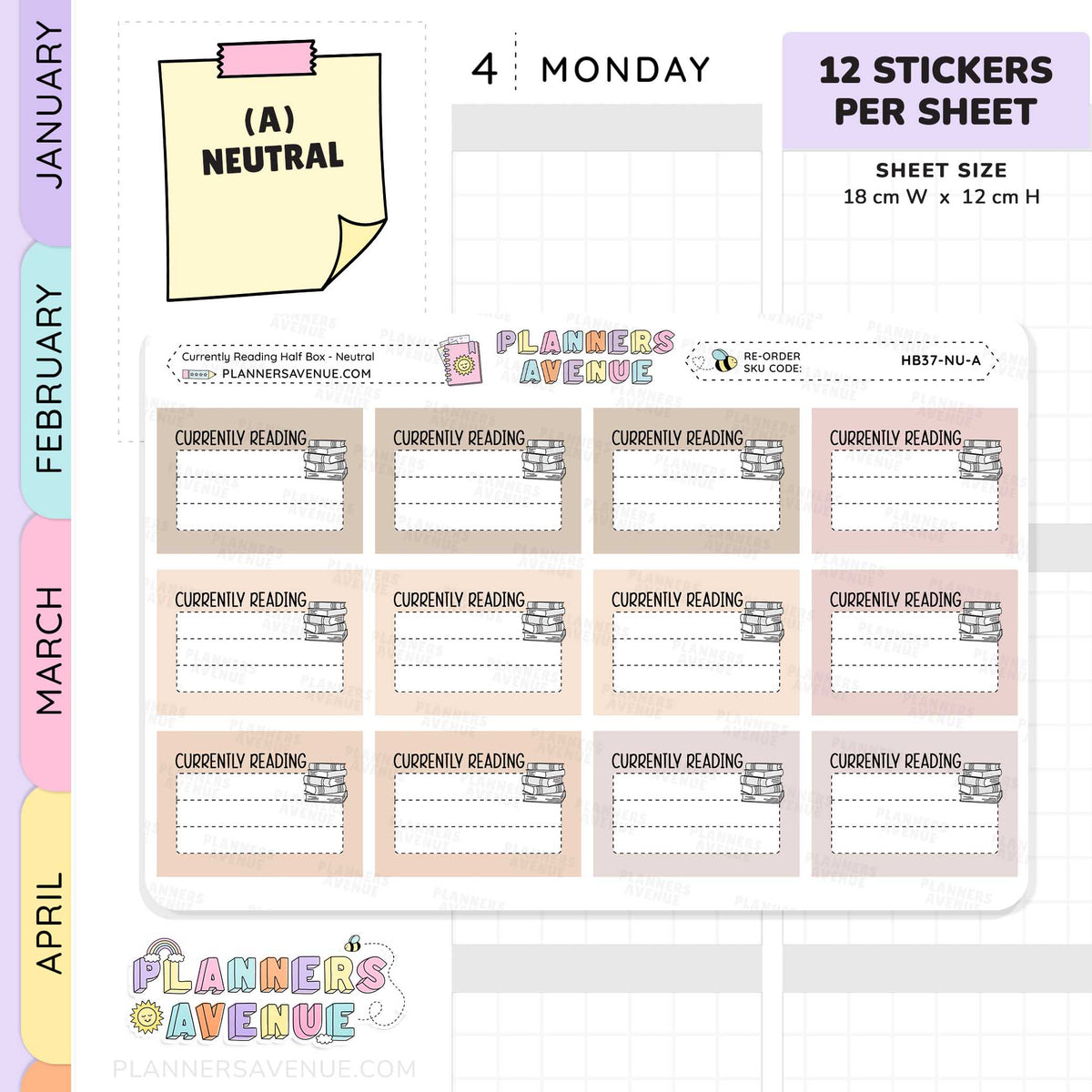 Currently Reading Planner Stickers - Half Box