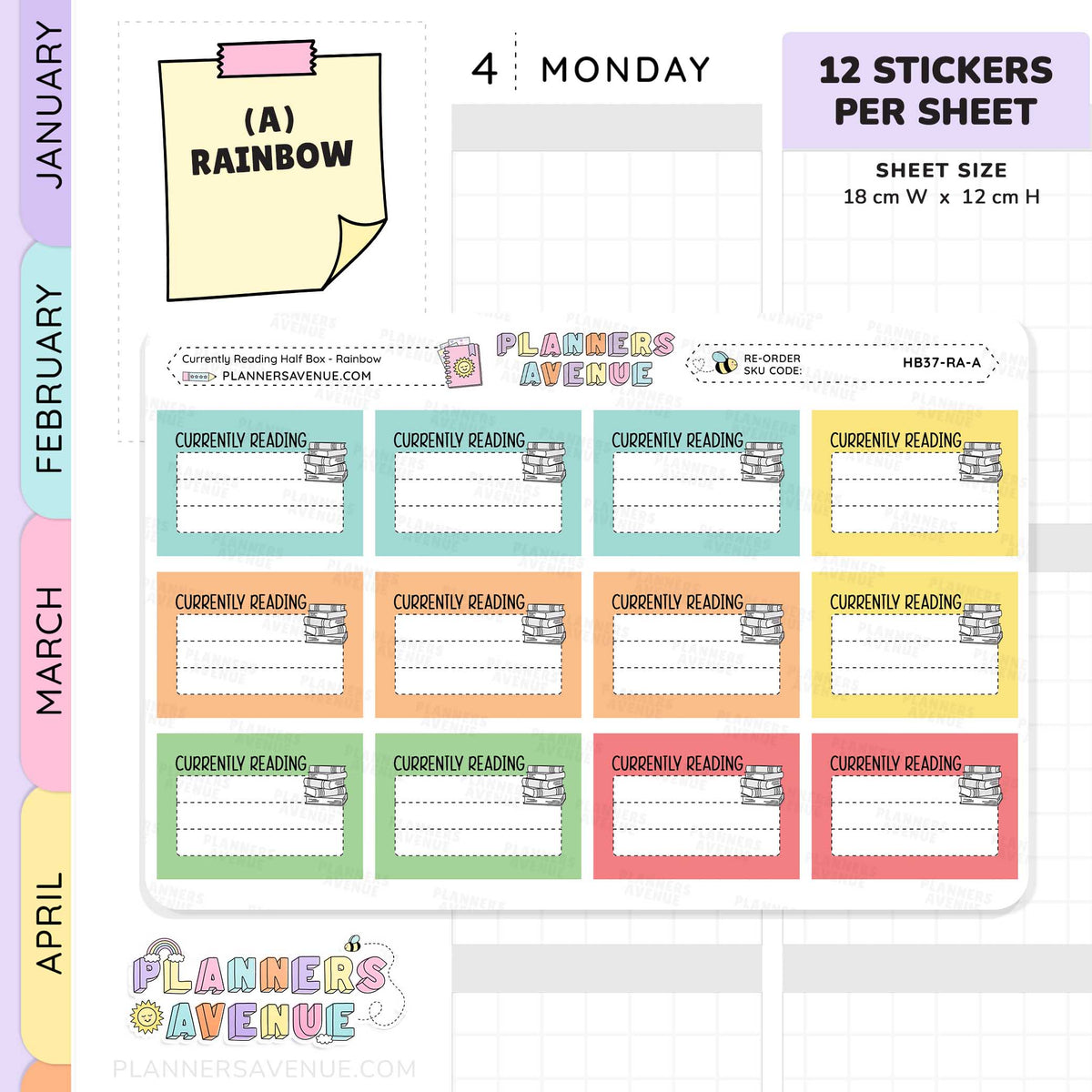 Currently Reading Planner Stickers - Half Box