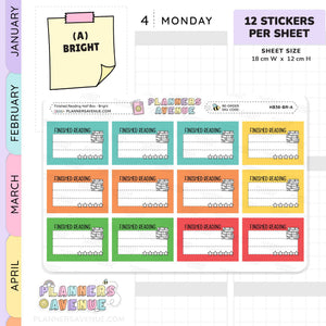 Finished Reading Planner Stickers - Half Box