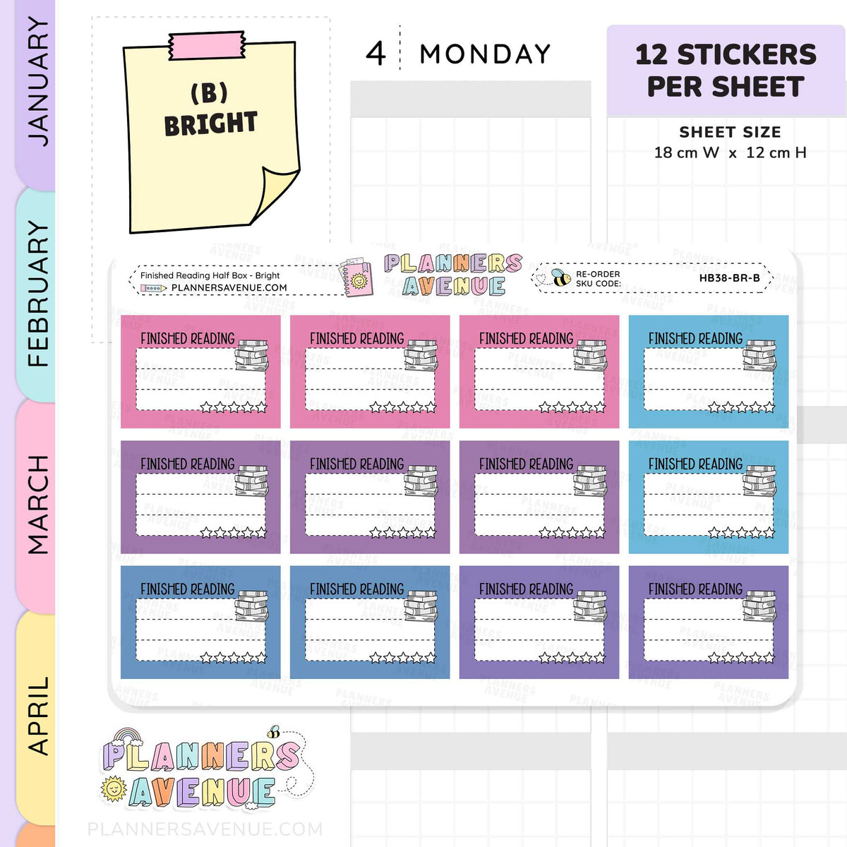 Finished Reading Planner Stickers - Half Box