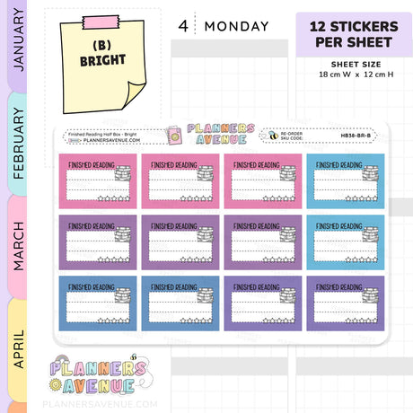 Finished Reading Planner Stickers - Half Box