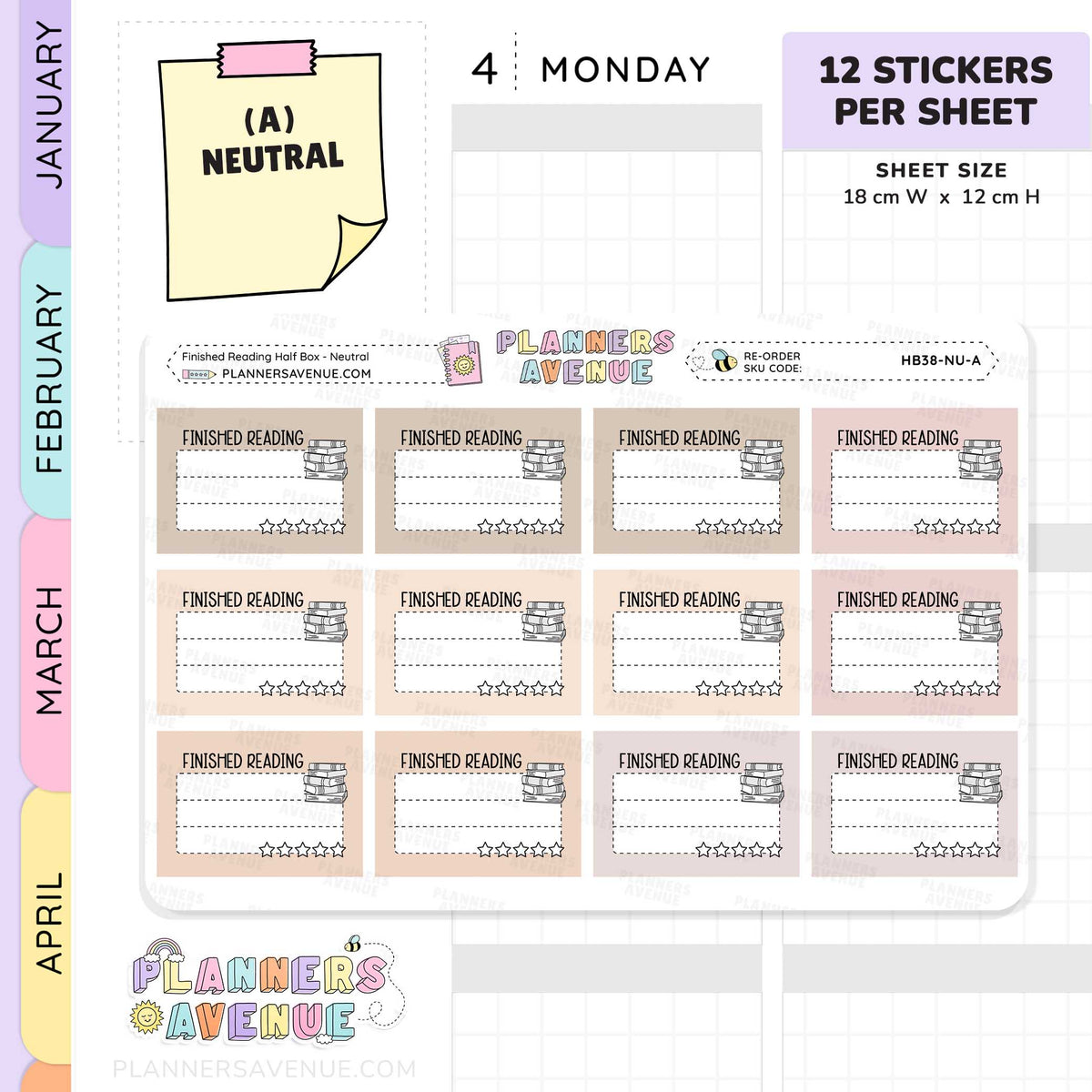 Finished Reading Planner Stickers - Half Box
