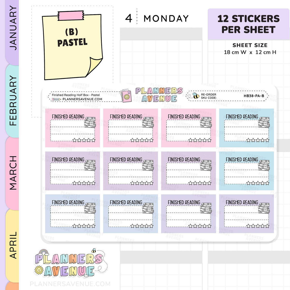 Finished Reading Planner Stickers - Half Box