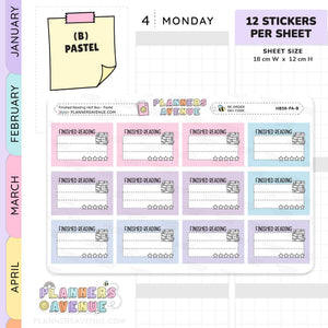 Finished Reading Planner Stickers - Half Box