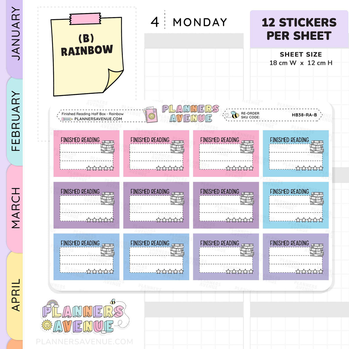 Finished Reading Planner Stickers - Half Box