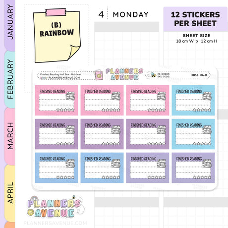 Finished Reading Planner Stickers - Half Box
