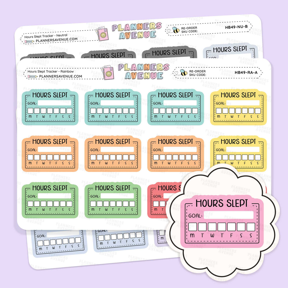 Hours Slept Habit Tracker Planner Stickers