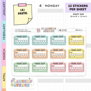 Hours Slept Habit Tracker Planner Stickers