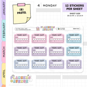 Hours Slept Habit Tracker Planner Stickers