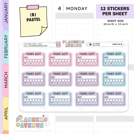 Hours Slept Habit Tracker Planner Stickers