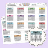 Mini Calendar Stickers 2024