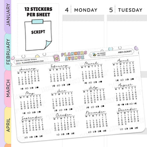 Moon Phase Calendar Month Planner Stickers - 2025