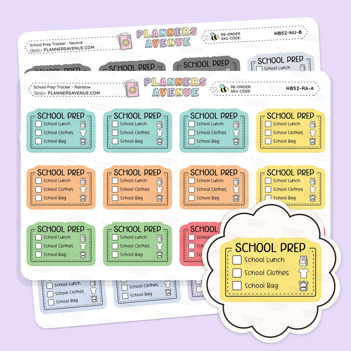 School Prep Planner Stickers