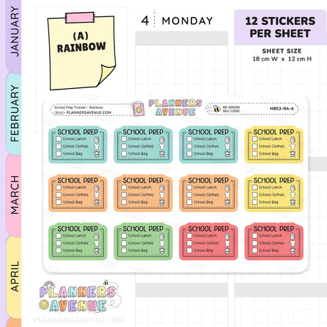 School Prep Planner Stickers