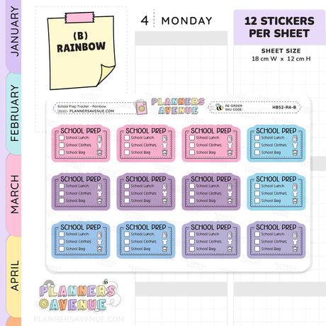 School Prep Planner Stickers