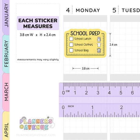 School Prep Planner Stickers
