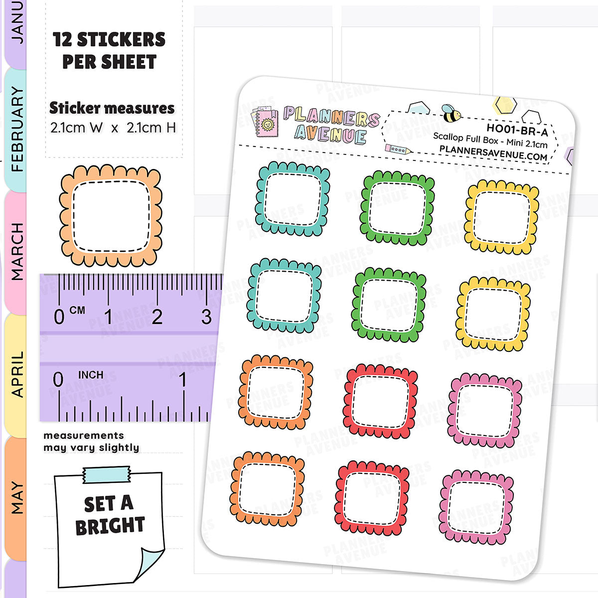 Hobonichi Scalloped Box Stickers - Planner Stickers Australia