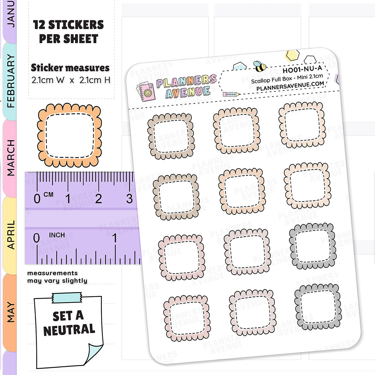 Hobonichi Scalloped Box Stickers - Planner Stickers Australia