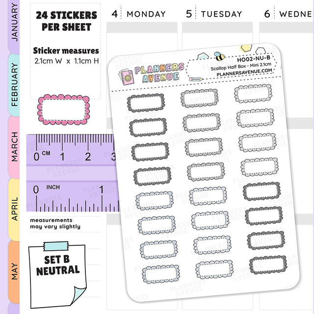 Hobonichi Scalloped Half Box Stickers