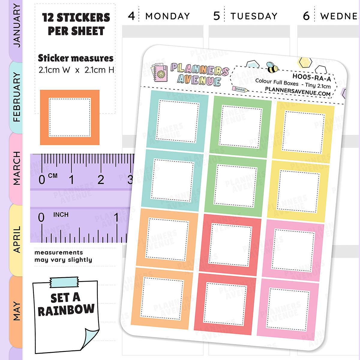 Hobonichi Full Boxes Functional Stickers