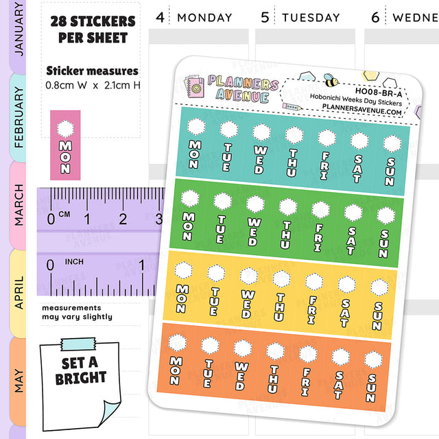 Hobonichi Weeks Day Stickers