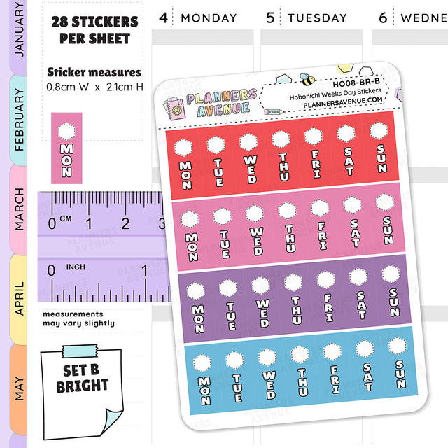 Hobonichi Weeks Day Stickers