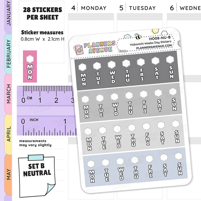 Hobonichi Weeks Day Stickers