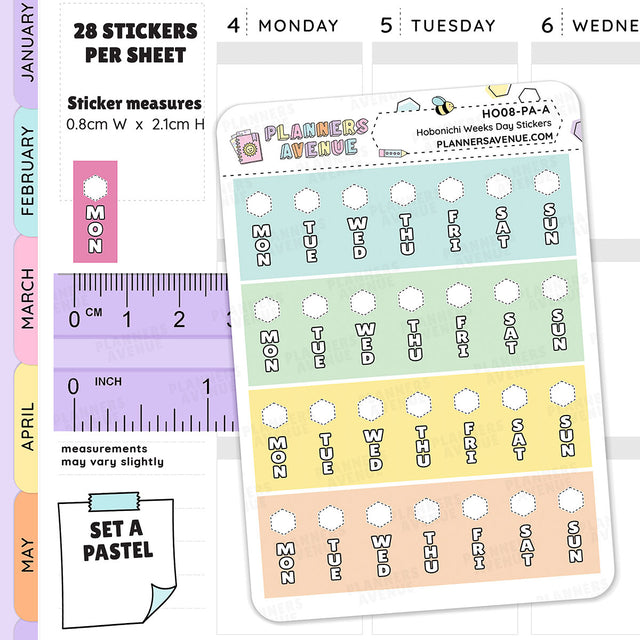 Hobonichi Weeks Day Stickers