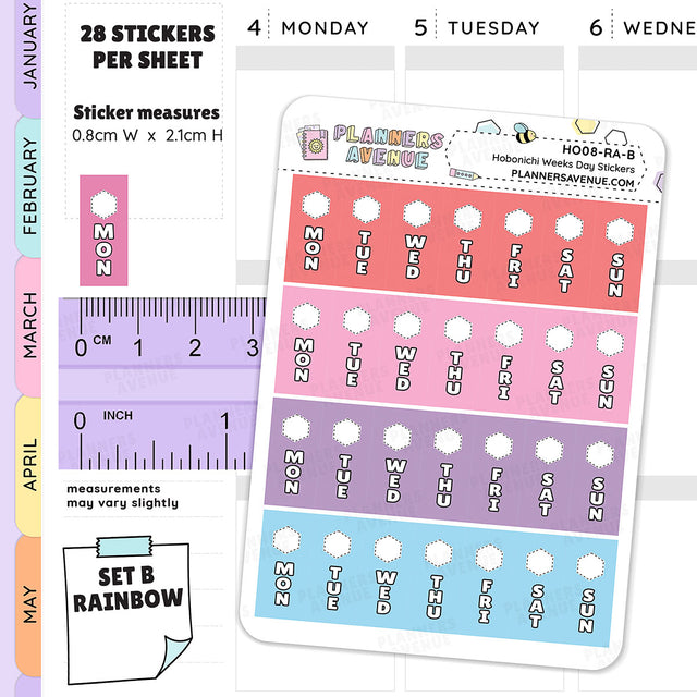 Hobonichi Weeks Day Stickers