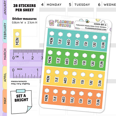 Hobonichi Weeks Date Cover Stickers