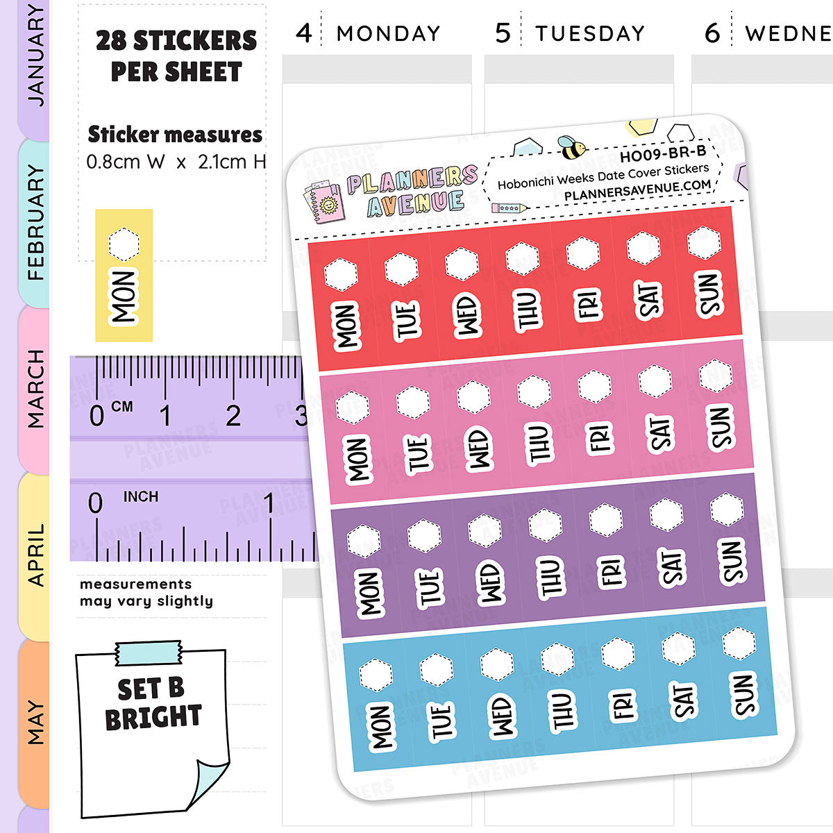 Hobonichi Weeks Date Cover Stickers