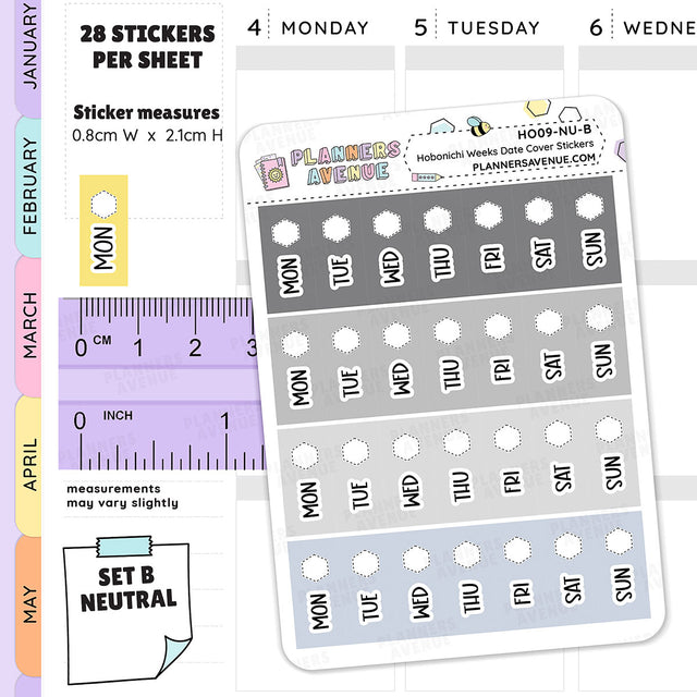 Hobonichi Weeks Date Cover Stickers