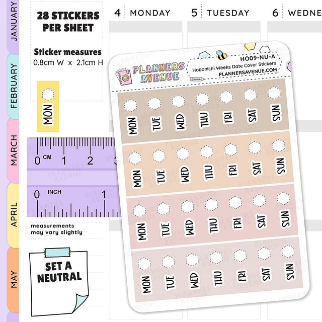 Hobonichi Weeks Date Cover Stickers