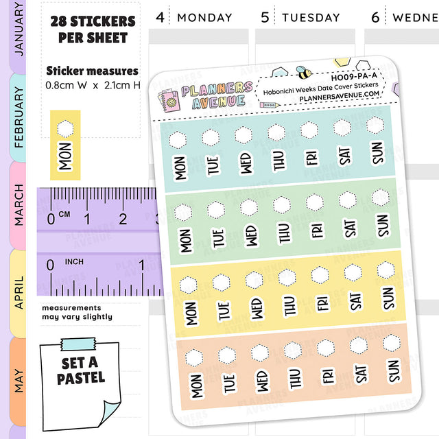 Hobonichi Weeks Date Cover Stickers