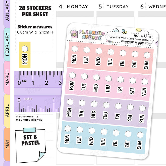 Hobonichi Weeks Date Cover Stickers