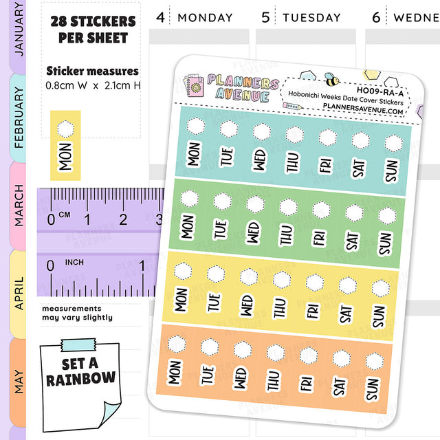 Hobonichi Weeks Date Cover Stickers