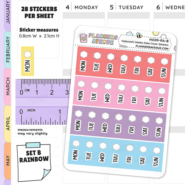 Hobonichi Weeks Date Cover Stickers