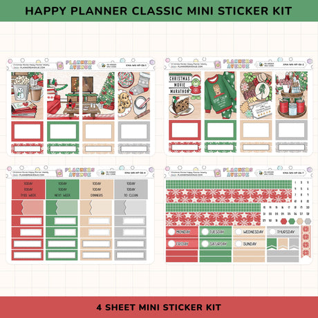 Happy Planner Classic Mini Sticker Kit with various Christmas themed designs 
