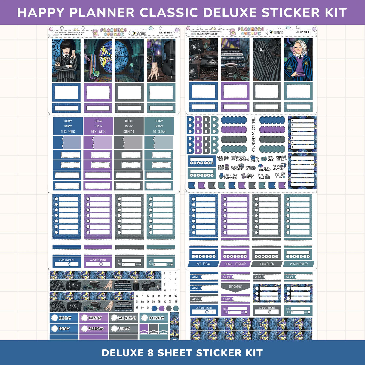 Nevermore Happy Planner Weekly Sticker Kit