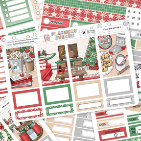 Christmas Movies Happy Planner Weekly Sticker Kit of Christmas-themed planner stickers with various designs on a white background.