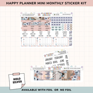 Cozy Days Happy Planner MINI Monthly Sticker Foiled Kit (HOLO SILVER FOIL)