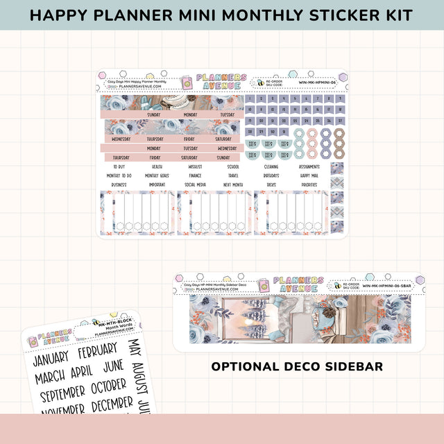 Cozy Days Happy Planner MINI Monthly Sticker Foiled Kit (HOLO SILVER FOIL)