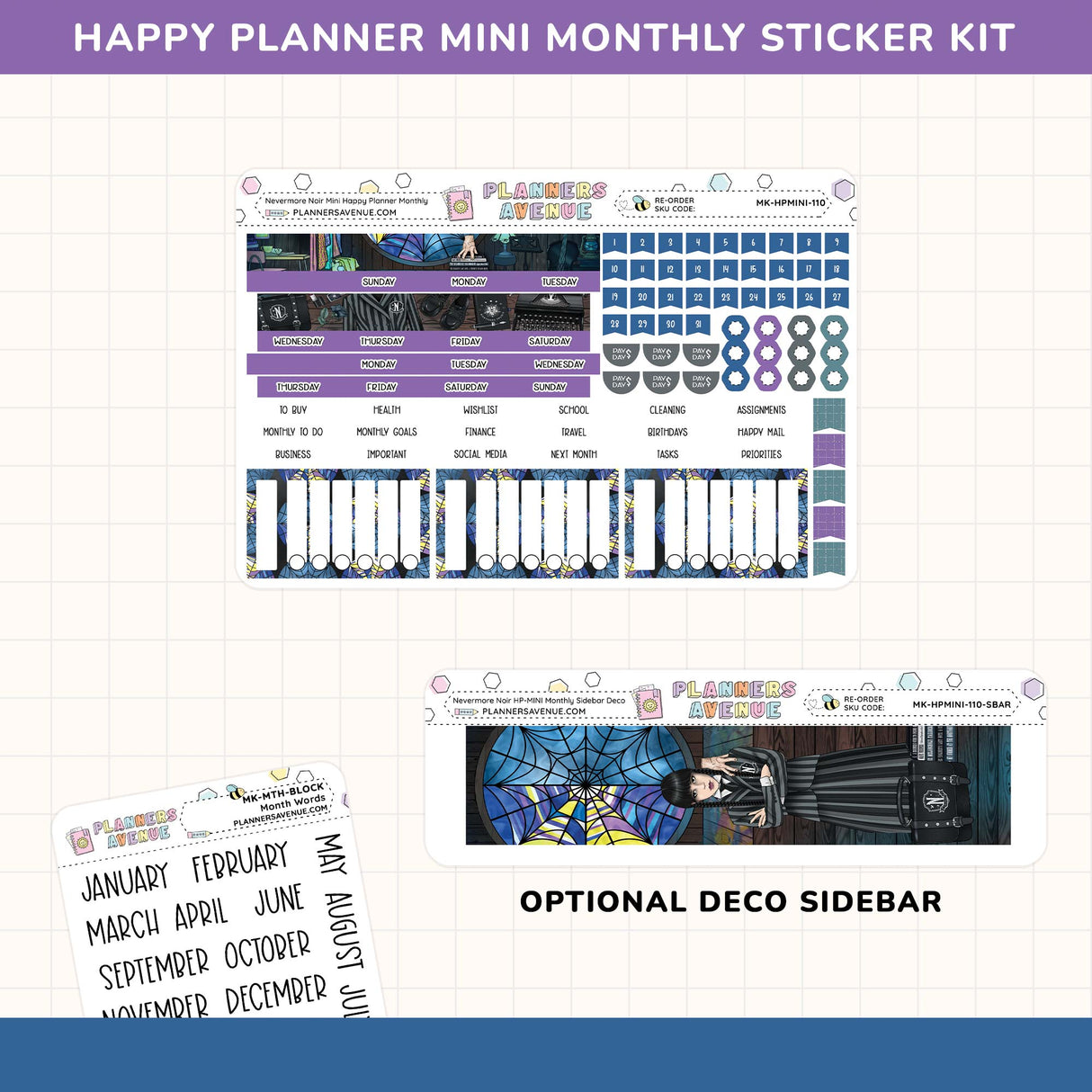 Nevermore Happy Planner MINI Monthly Sticker Kit