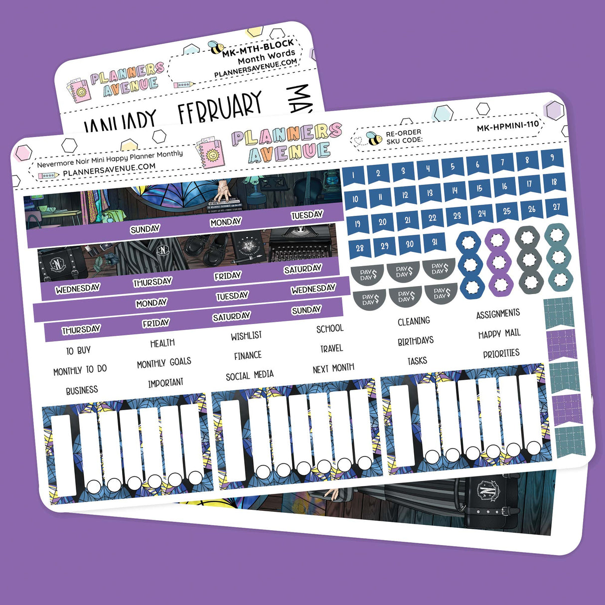 Nevermore Happy Planner MINI Monthly Sticker Kit