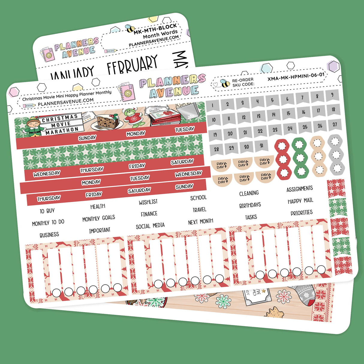 Christmas Movies Happy Planner MINI Monthly Sticker Kit