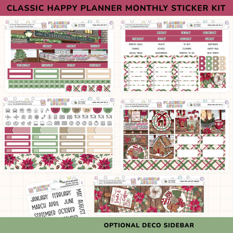 Collection of Christmas-themed planner stickers with various designs on a white background.