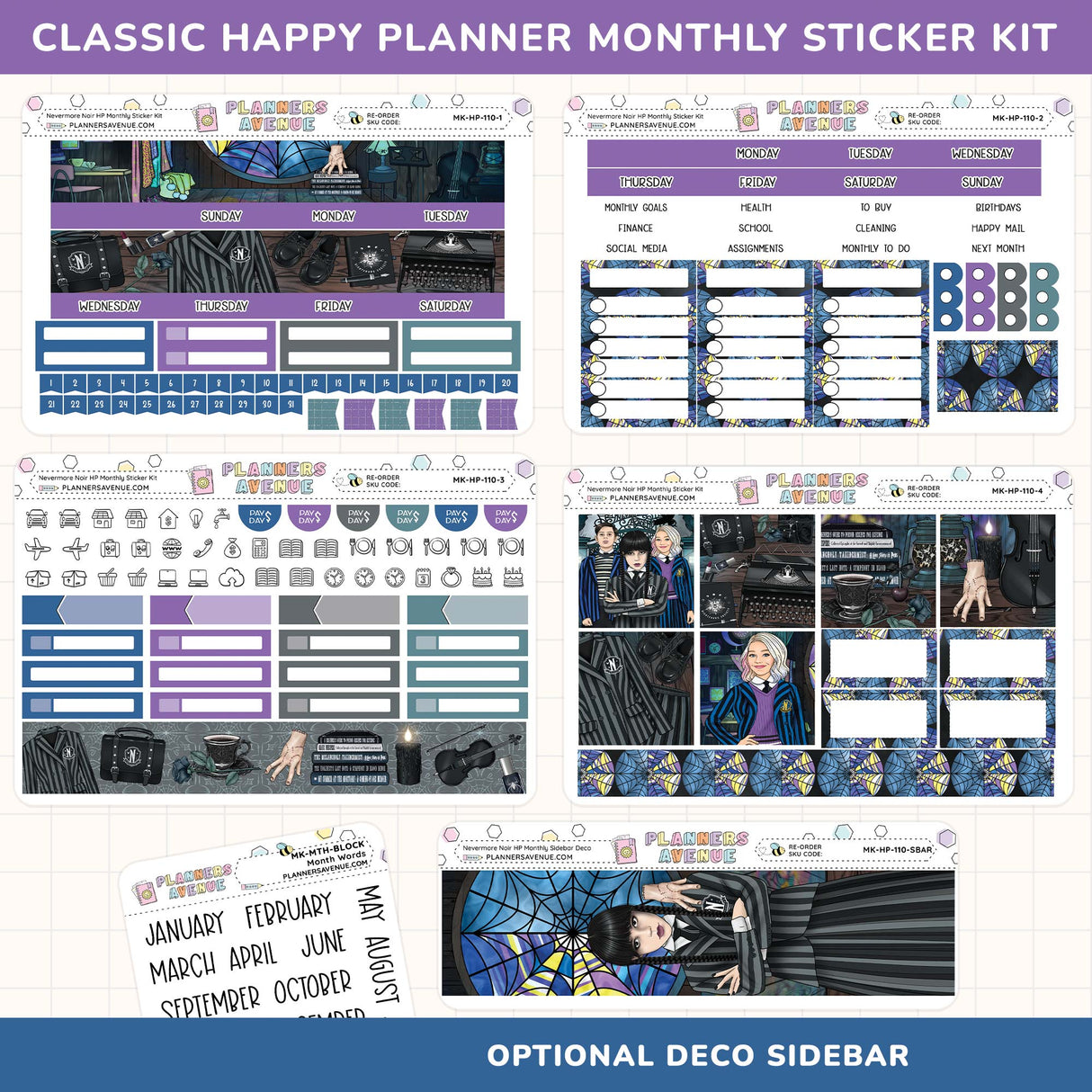 Nevermore Happy Planner Monthly Sticker Kit