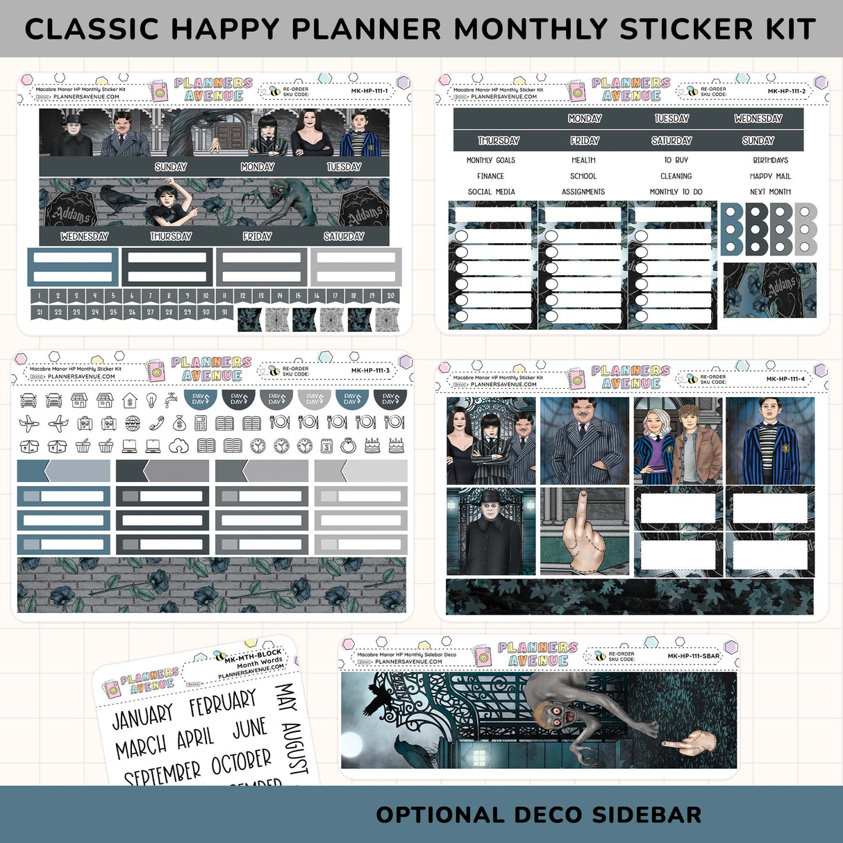 Macabre Manor Happy Planner Monthly Sticker Kit
