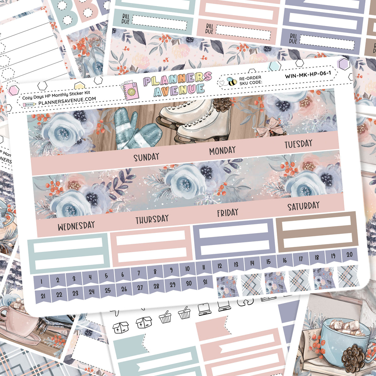 Cozy Days Happy Planner Monthly Sticker Foiled Kit (HOLO SILVER FOIL)